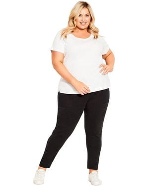 Avenue Plus Size Contrast Pocket Knit Pant - Black
