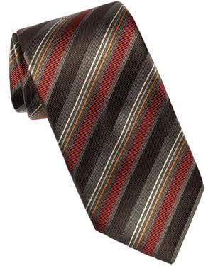 Elizabetta Espada Striped Extra Long Tie - Brown