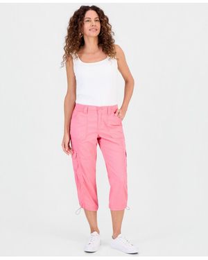 Style & Co. Petite Mid-rise Cargo Capri Pants - Pink