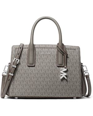 Michael Kors Laila Small Signature Logo Satchel Handbag - Gray