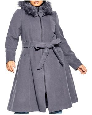 City Chic Miss Mysterious Coat - Blue