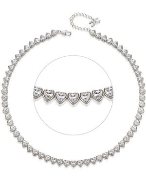 Classicharms Heart Shaped Zirconia Tennis Choker Necklace - White