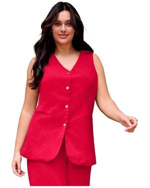 Avenue Button Front Vest - Red