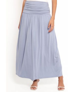 Petal & Pup Lavia Ruched Knit Maxi Skirt - Blue