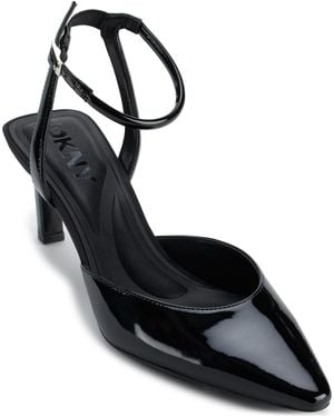 DKNY Charolette Evening Pointed Toe Pump With Ankle Strap - Black