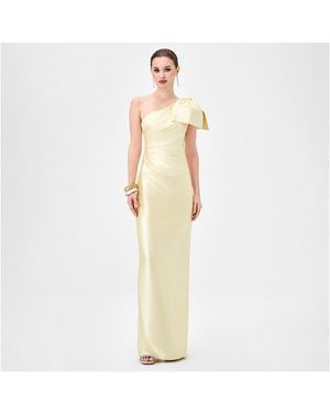 Bariano Aramy One Shoulder Bow Gown - White