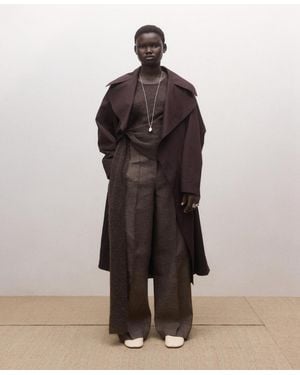 Mango Maxi Lapels And Belt Cotton Trenchcoat - Black