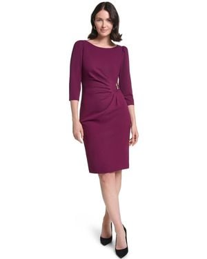 Jessica Howard Petite Boat Neck Sheath Dress - Purple
