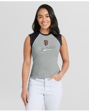 WEAR by Erin Andrews San Francisco Giants Cropped Raglan Tank Top - Blue