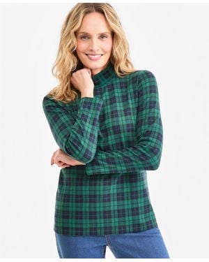 Style & Co. Printed Mock-neck Long-sleeve Tee - Green