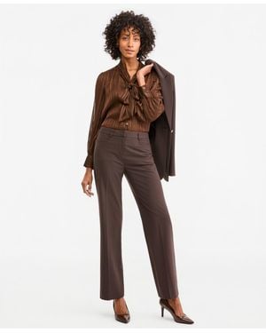 Tahari Bird Eye Mid-rise Flare-leg Pants - Brown