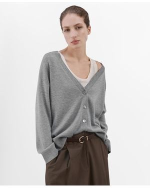 Mango V-neck Knitted Cardigan Sweater - Gray