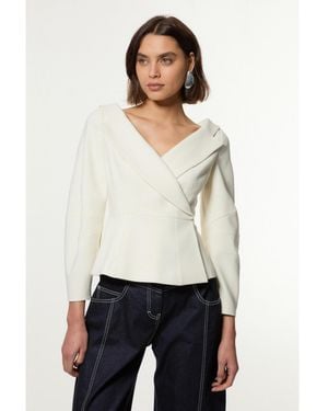 Karen Millen Compact Peplum Tailored Jacket - White