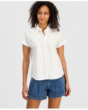 Nautica Cotton Drop-shoulder Camp Shirt - White