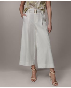 Donna Karan Petite Pleated Wide-leg Cropped Pants - Gray