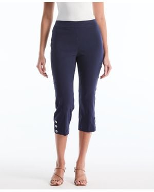 Rafaella Petite Button Detail Capri Pants - Blue