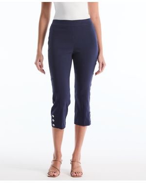 Rafaella Petite Button Detail Capri Pants - Blue