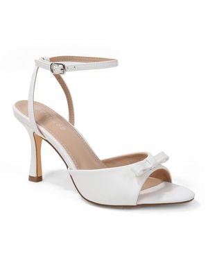 BERNESS Farida Bow Accent Ankle Strap Heeled Sandals - White