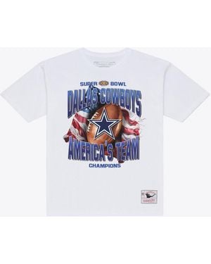 Mitchell & Ness Dallas Cowboys America's Team Screen-print Crewneck T-shirt - White
