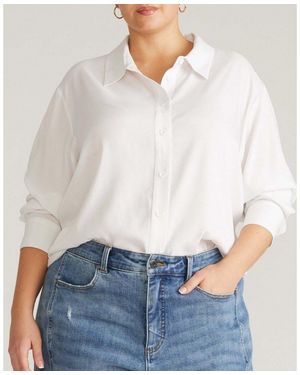 UNIVERSAL STANDARD Plus Size Cooling Stretch Cupro Artist Shirt - White