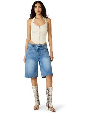 Steve Madden Natasha Corset Halter Neck Top - Blue