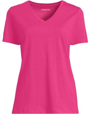 Lands' End Relaxed Supima Cotton V-neck T-shirt - Pink