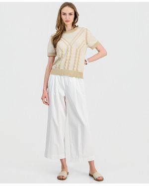 Nautica Pleated Twill Wide-leg Pants - White