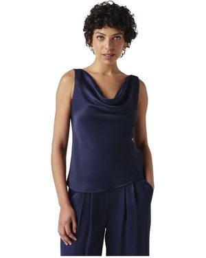 Ghost Nyla Cowl Neck Satin Top - Blue