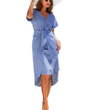 CUPSHE No Looking Back Striped Maxi Beach Dress - Blue