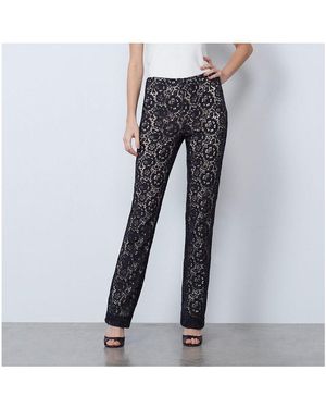 Etcetera Black Floral Lace Pants Ranunculus - Gray