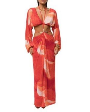 JLUXLABEL Selene Draped Top Hera Draped Maxi Skirt - Red