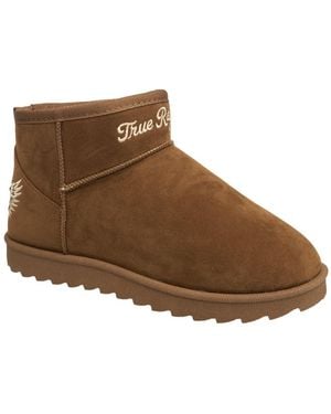 TRUE RELIGION Lana Faux Suede Wings Logo Boot - Brown