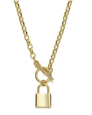 Rachel Glauber 14k Plated Locket Charm Necklace - Metallic