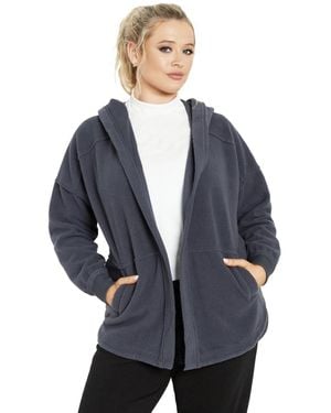 Avenue Plus Size Weekender Hooded Fleece Jacket - Blue