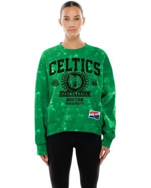 KTZ Boston Celtics Throwback Collection Mineral Wash Crewneck Sweatshirt - Green