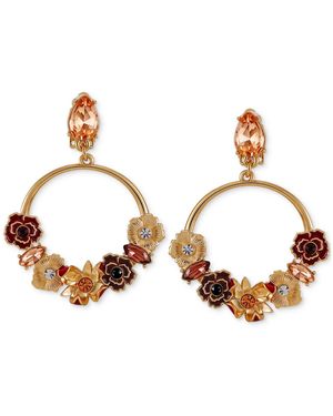 Guess Tone Floral Jewel Clip-on Hoop Earrings - Metallic