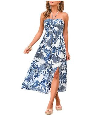 CUPSHE La Jolla Cove Tropical Midi Beach Dress - Blue