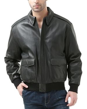 Landing Leathers Men A-2 Leather Flight Bomber Jacket - Gray