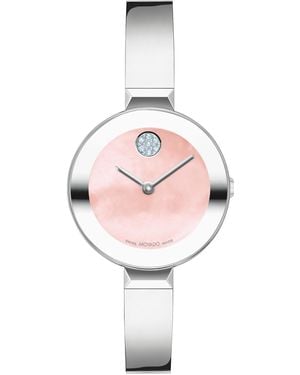 Movado Bold Bangles Swiss Quartz Stainless Steel Watch 28mm - Pink