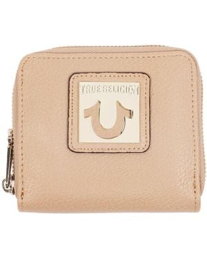 TRUE RELIGION Horseshoe Plaque Mini Zip-around Wallet - Natural