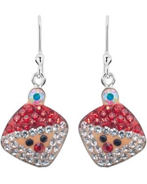 Macy's Pave Crystal Santa Claus Wire Drop Earrings Set - Red