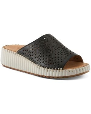 Spring Step Rhydian Slip-on Leather Wedge Sandals - Brown