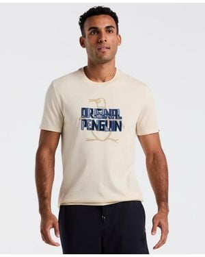 Original Penguin Graphic Applique Logo Short Sleeve Jersey T-shirt - White