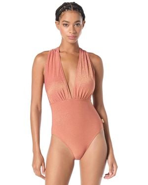 Vince Camuto Sparkle Plunge One-piece Swimsuit - Pink