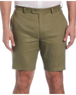 Cubavera Flat Front 9" Linen Blend Shorts - Green
