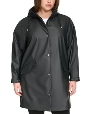 Levi's Plus Size Raglan-sleeve Hooded Rain Jacket - Black