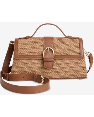 On 34th Kristt Straw Small Satchel Bag - Brown