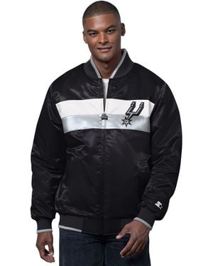 Starter /silver San Antonio Spurs The Ambassador Satin Varsity Jacket - Black