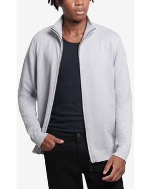 Xray Jeans Full Zip Mock Neck Sweater - Gray