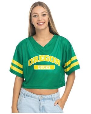 ZooZatZ Oregon Ducks V-neck Mesh Cropped T-shirt - Green